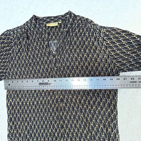 Rock Flower Paper Womens Geometric Print Tunic Shirt Dress Medium Blue Rayon - Picture 7 of 9